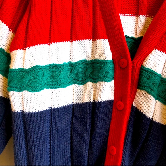 Vintage Plus Size Cotton Striped Cardigan Sweater 3X - Picture 2 of 6